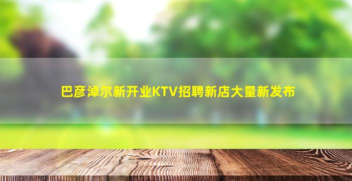 巴彦淖尔新开业KTV招聘新店大量新发布